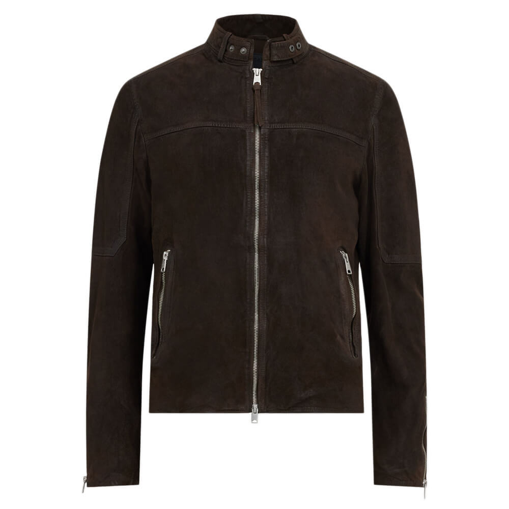 AllSaints Cora Suede Snap Back Collar Jacket